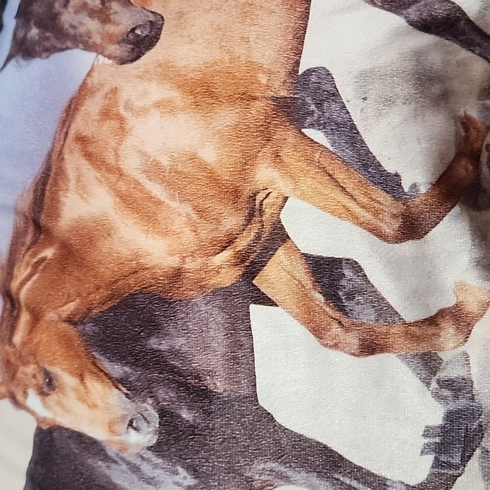 Horse Print Pillow . Designed With 3 - Running Horses. - Picture 3 of 6